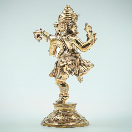Dancing Ganesh 4.5" inches panchalogam Bronze Idol - Shree Ma Sculptures