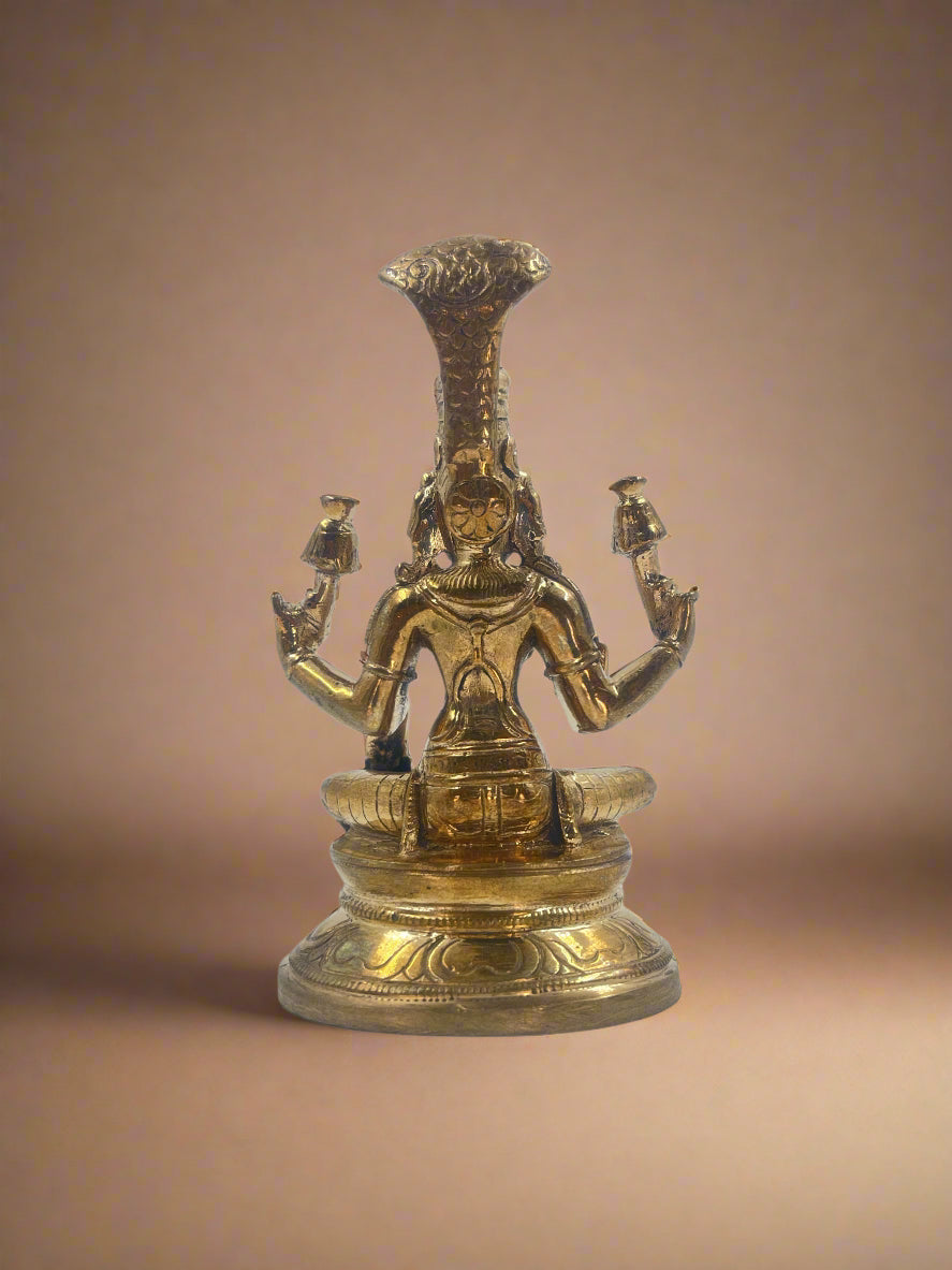 Lakshmi with Snake | 4-Inch Bronze Panchaloha Idol