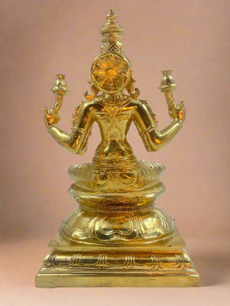 Sitting Lakshmi 11-Inch Panchaloha Idol | Eternal Grace and Fortune