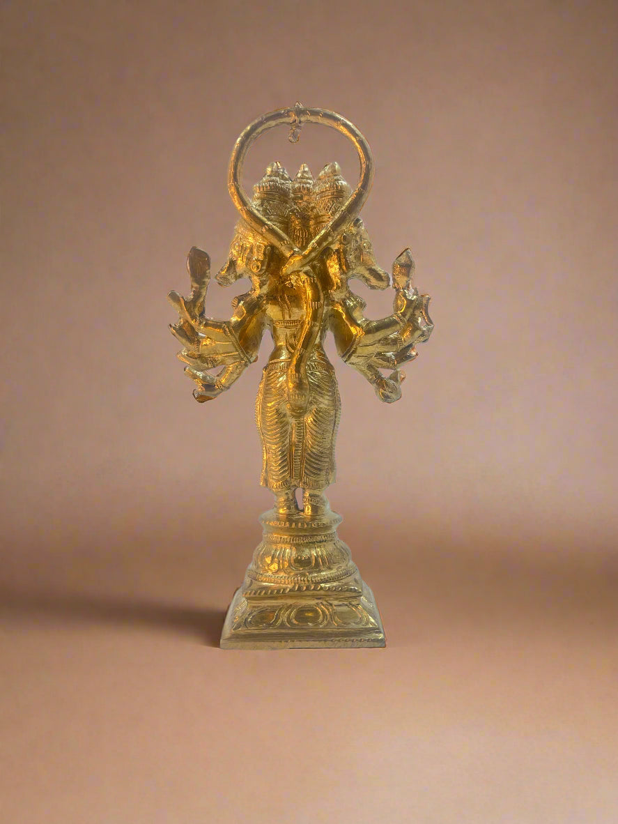 Panchamuga Anjaneyar 7-Inch Bronze Panchaloha Idol - Shree Ma Sculptures