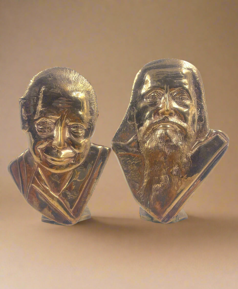 Mother & Sri Aurobindo Set 6-Inch Sculpture | Panchaloha Bronze Idol