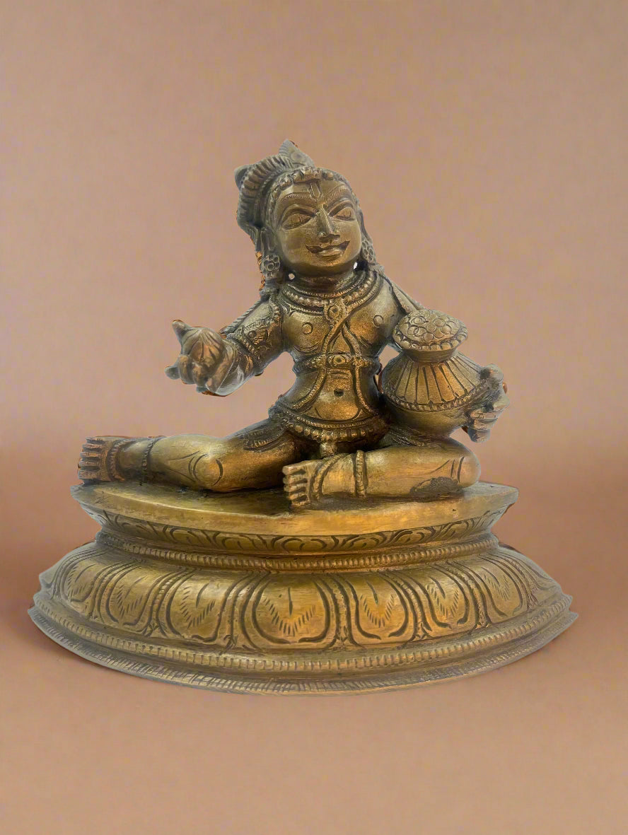 Pot Krishna 6-Inch Panchaloha Sculpture - Shree Ma Sculptures