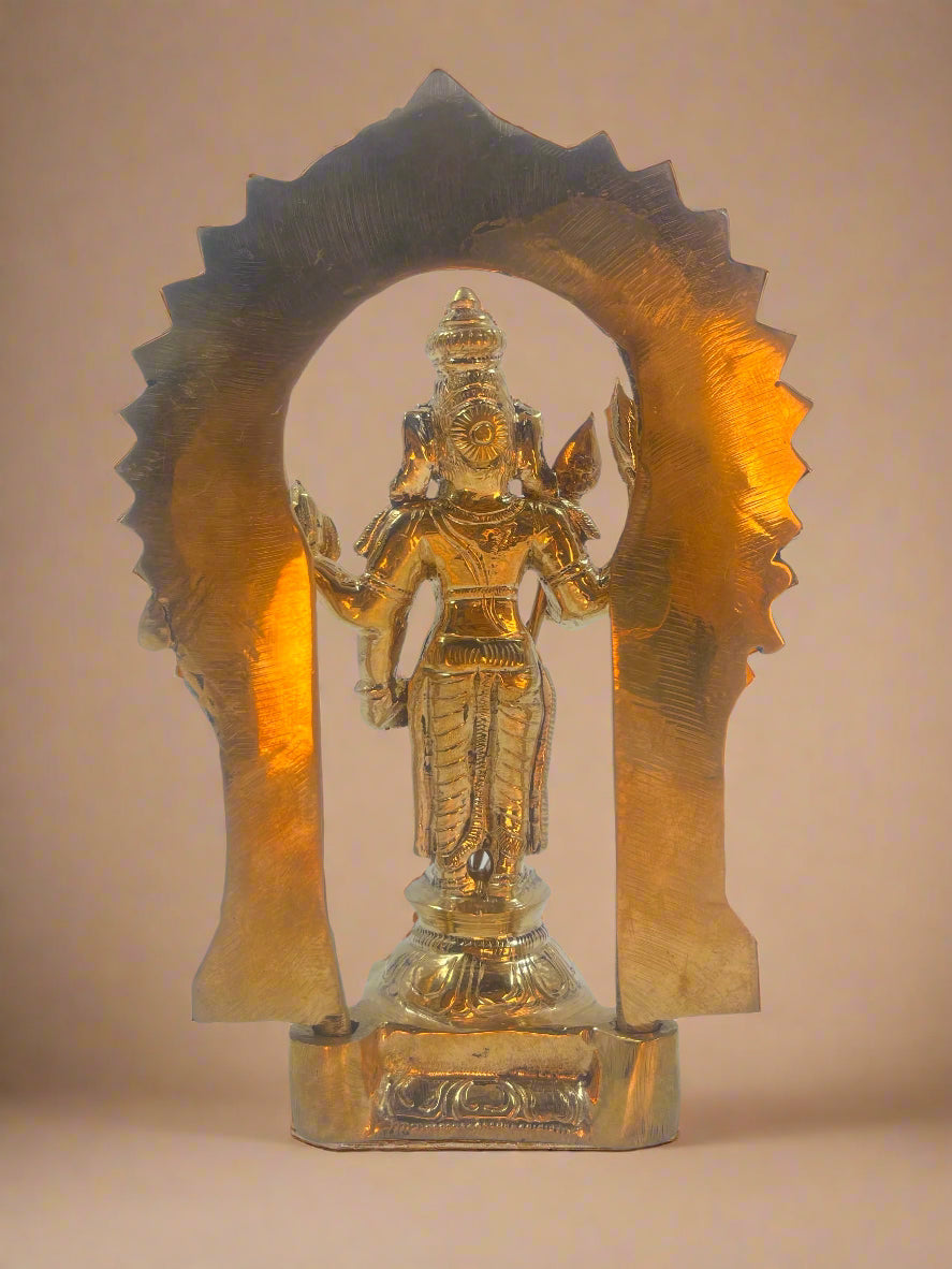 Thiruchendur Murugan with Arch 7-Inch Bronze Panchaloha Idol - Shree Ma Sculptures