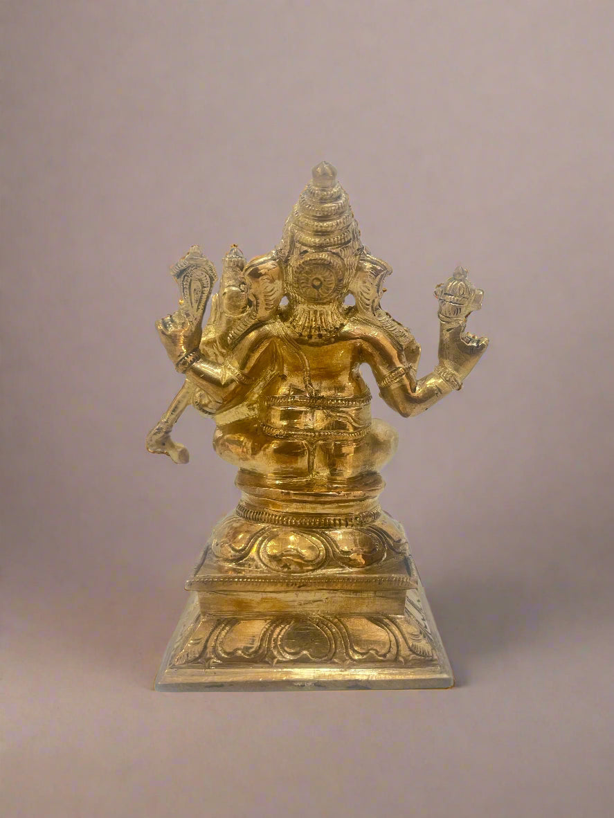 Uchchista Ganapati 6-inch Panchaloha Bronze Idol - Shree Ma Sculptures