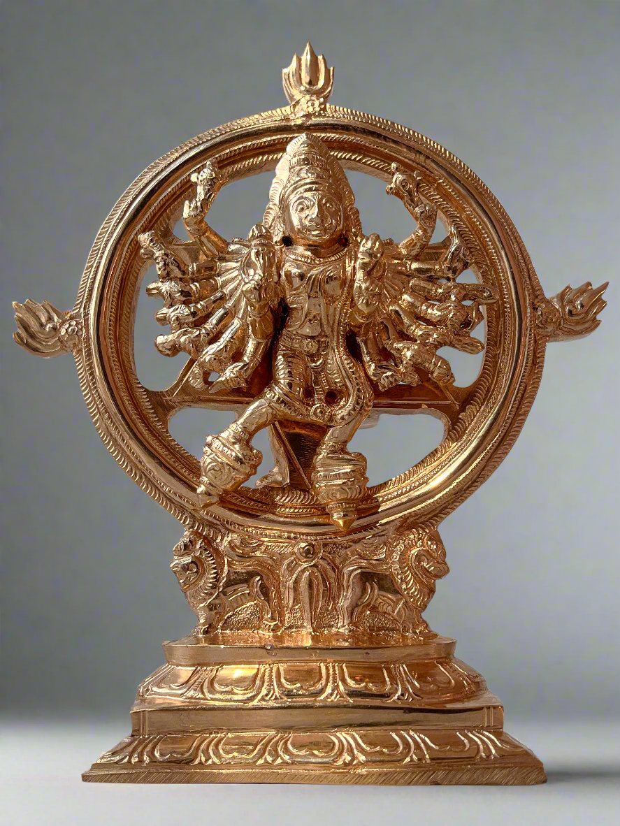 Chakrathalwar 7.5" Panchaloha Sculpture | The Radiance of Dharma, The Force of Truth - Shree Ma Sculptures