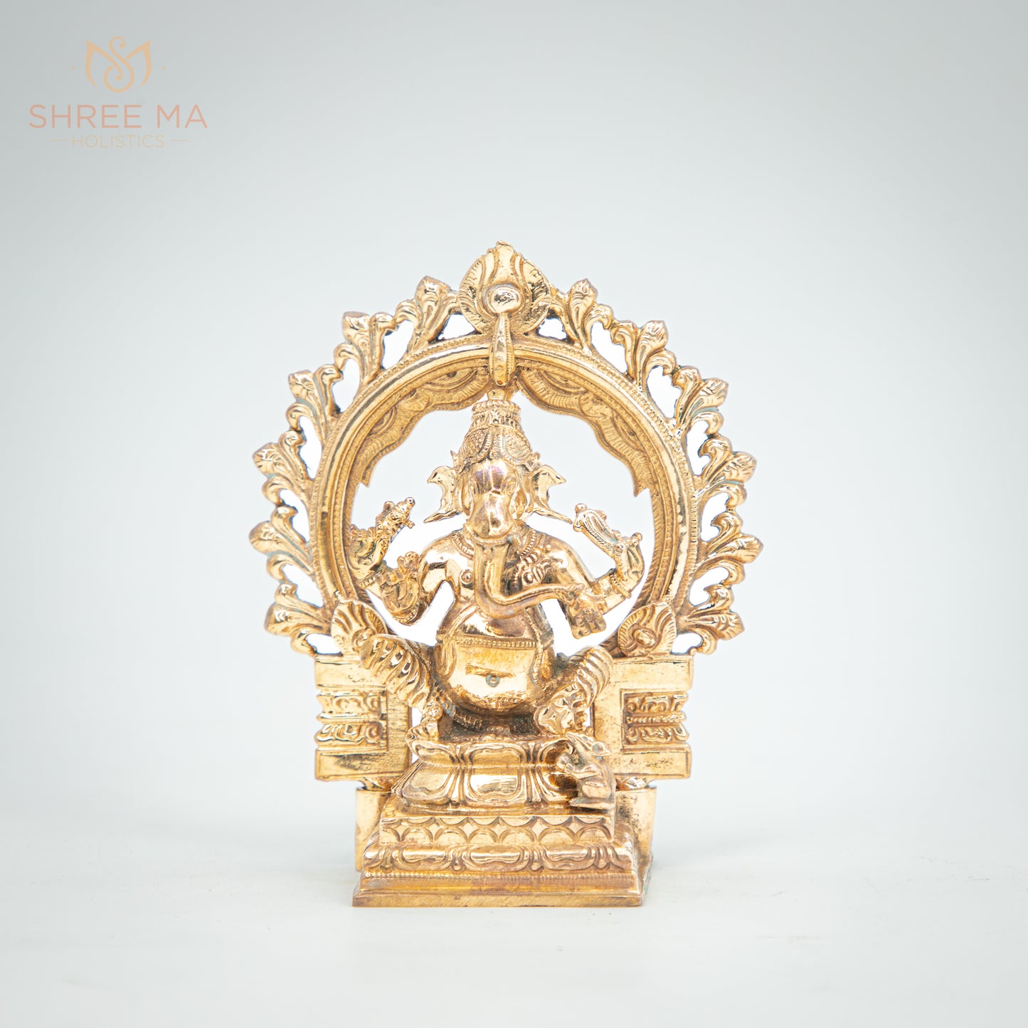 Ganesh with arch 4" Panchaloha idol - Shree Ma Sculptures