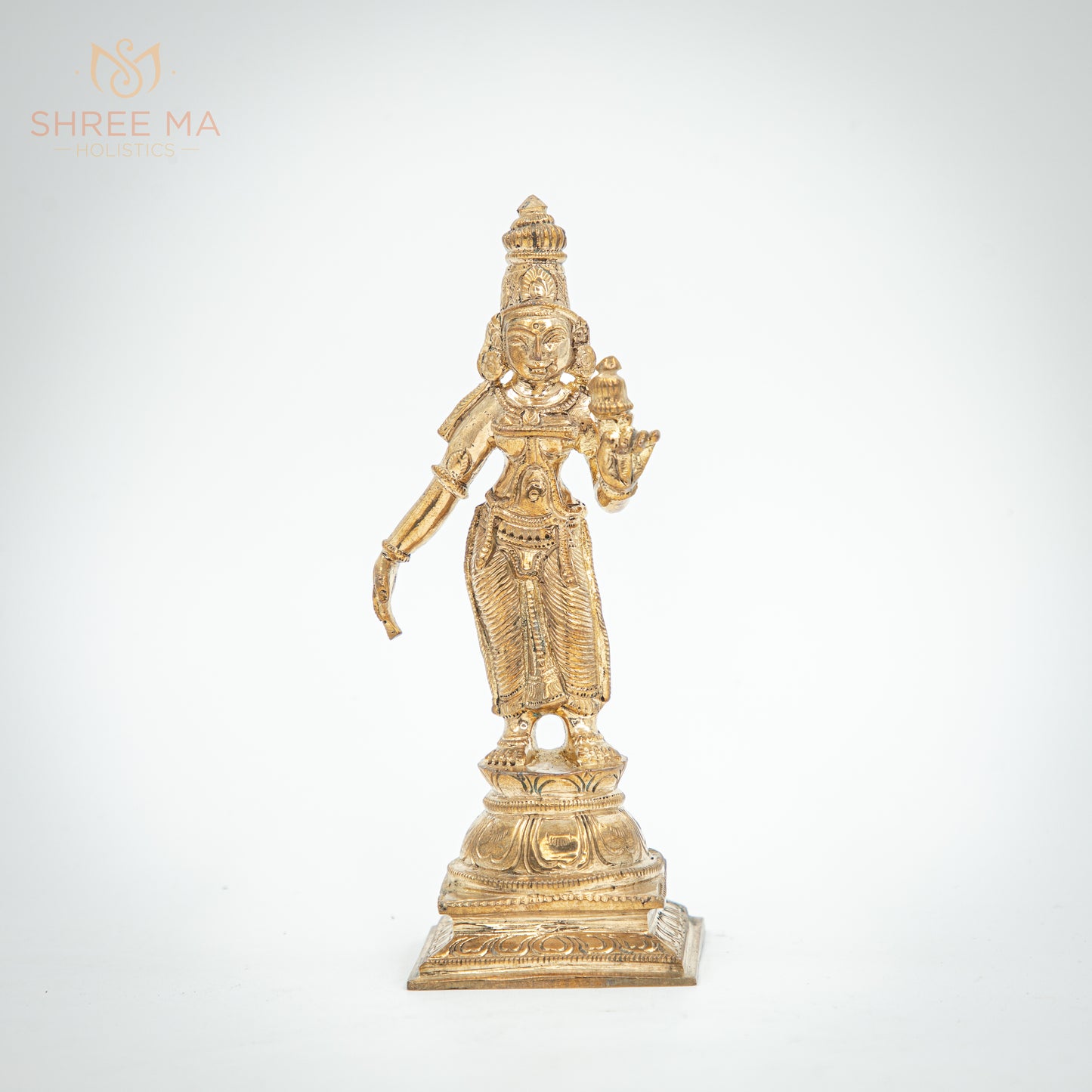 Vishnu with Sridevi and Bhudevi 7" | Handmade | Madhuchista-Vidhana (Lost-Wax casting) | Panchaloha Bronze from Swamimalai - Shree Ma Sculptures