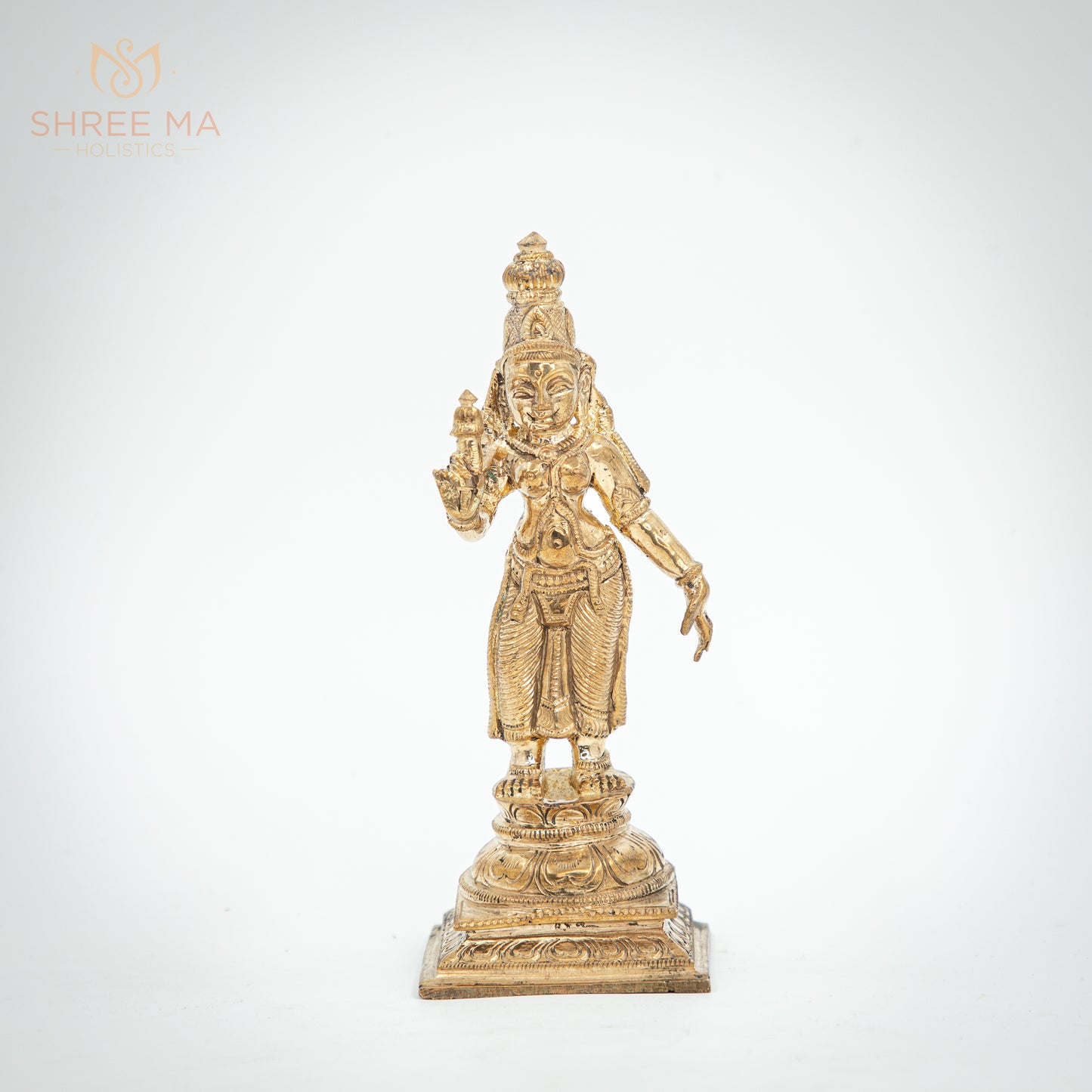 Vishnu with Sridevi and Bhudevi 7" | Handmade | Madhuchista-Vidhana (Lost-Wax casting) | Panchaloha Bronze from Swamimalai - Shree Ma Sculptures