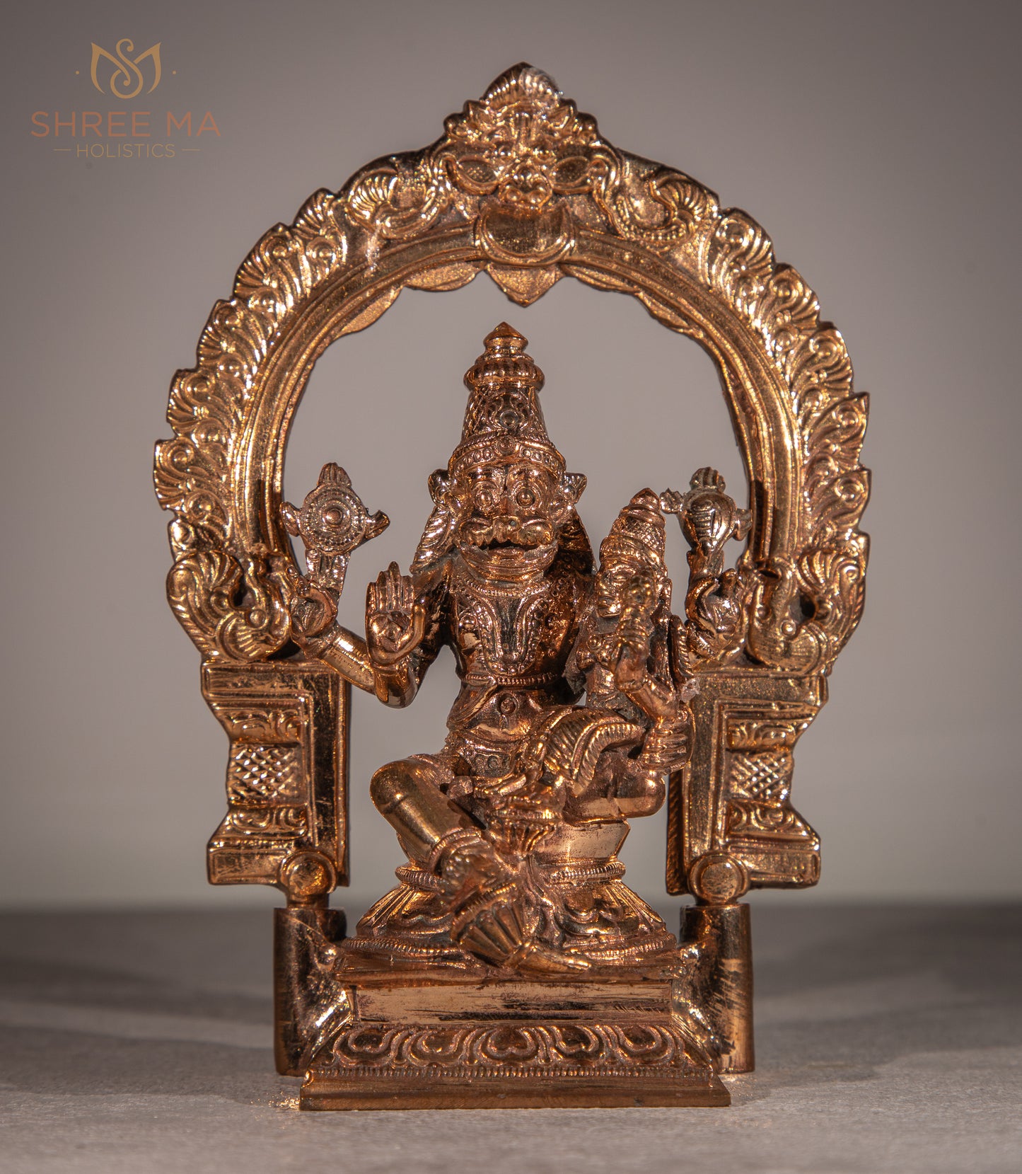 Lakshmi Narasimhar 5.5" | Handmade | Madhuchista-Vidhana (Lost-Wax casting) | Panchaloha Bronze from Swamimalai - Shree Ma Sculptures