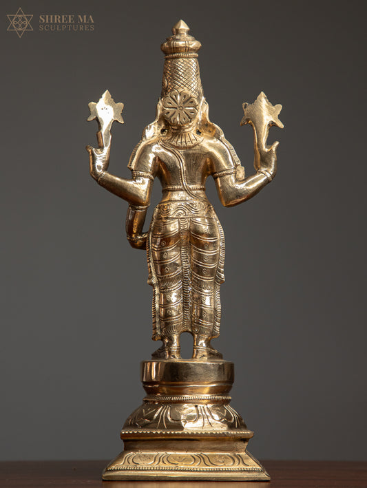 Vishnu 12" Panchaloha Sculpture | Guardian of the Eternal Dharma - Shree Ma Sculptures