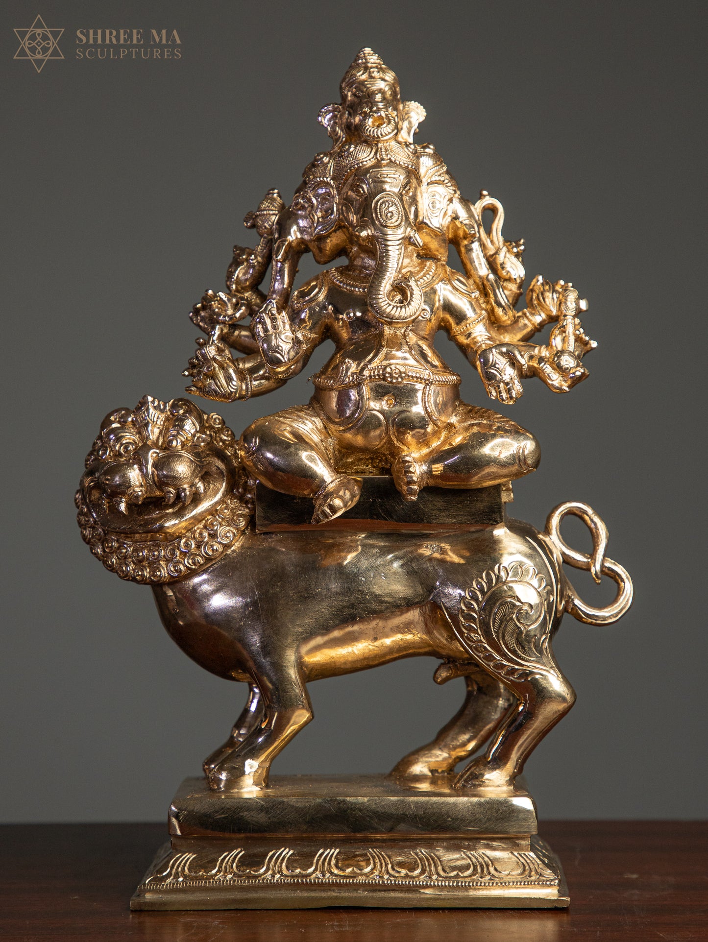 Heramba Ganapati 12-Inch Bronze Handmade Panchaloha Sculpture