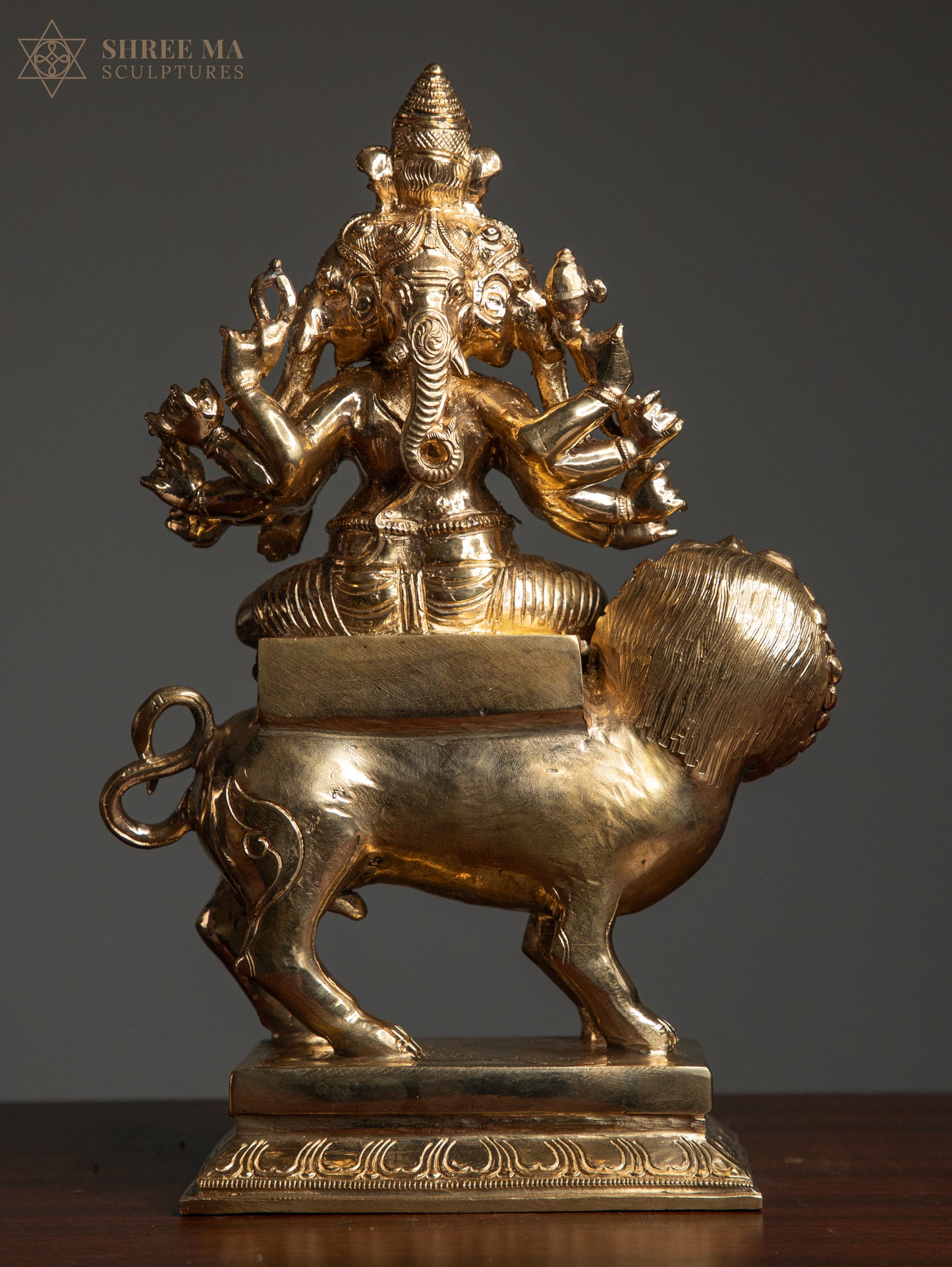 Heramba Ganapati 12-Inch Bronze Handmade Panchaloha Sculpture