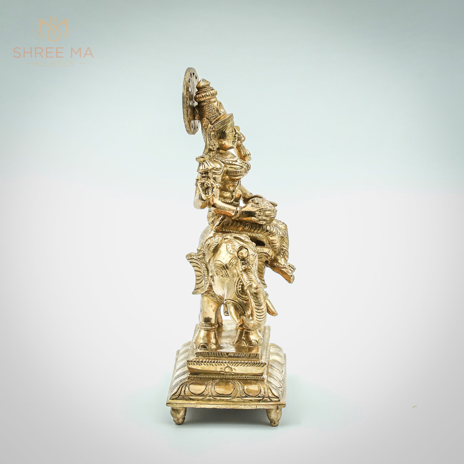 Gajalakshmi seated on Elephant | 9" inches | Handmade | Madhuchista-Vidhana (Lost-Wax casting) | Panchaloha Bronze from Swamimalai - Shree Ma Sculptures