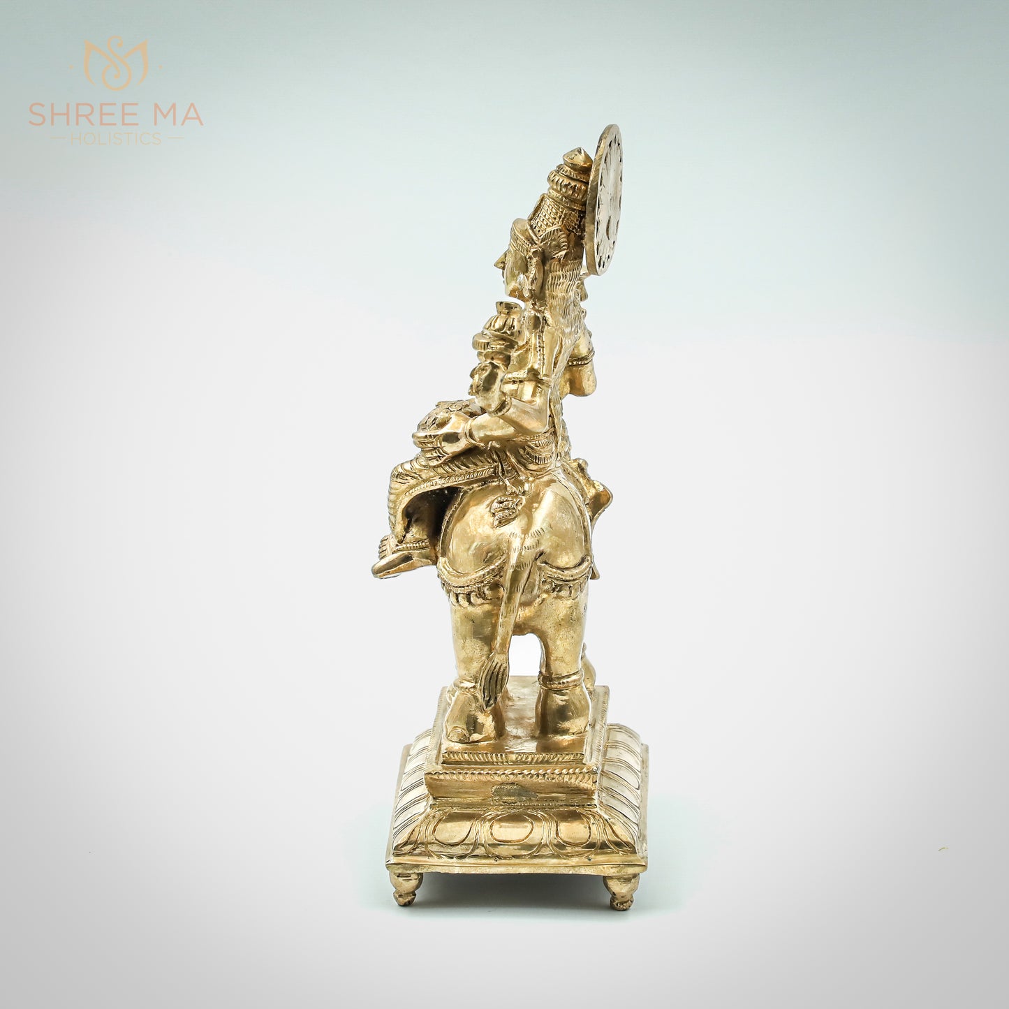 Gajalakshmi seated on Elephant | 9" inches | Handmade | Madhuchista-Vidhana (Lost-Wax casting) | Panchaloha Bronze from Swamimalai - Shree Ma Sculptures
