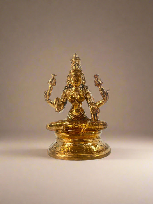 Goddess Lakshmi 3.5-inch Idol | Handmade Panchaloha Bronze Statue