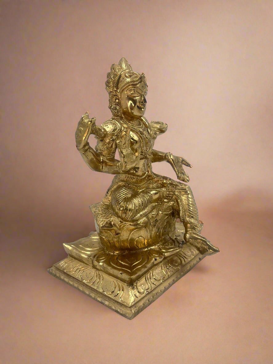 Lotus Balambigai 6-Inch Bronze Idol | Handmade Panchaloha Sculpture