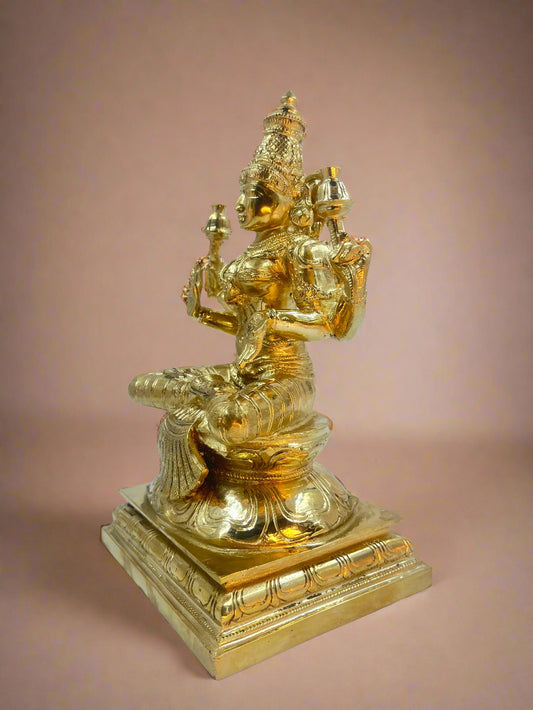 Sitting Lakshmi 11-Inch Panchaloha Idol | Eternal Grace and Fortune