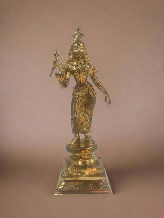 Meenakshi 9-Inch Bronze Idol | Sacred Panchaloha Sculpture