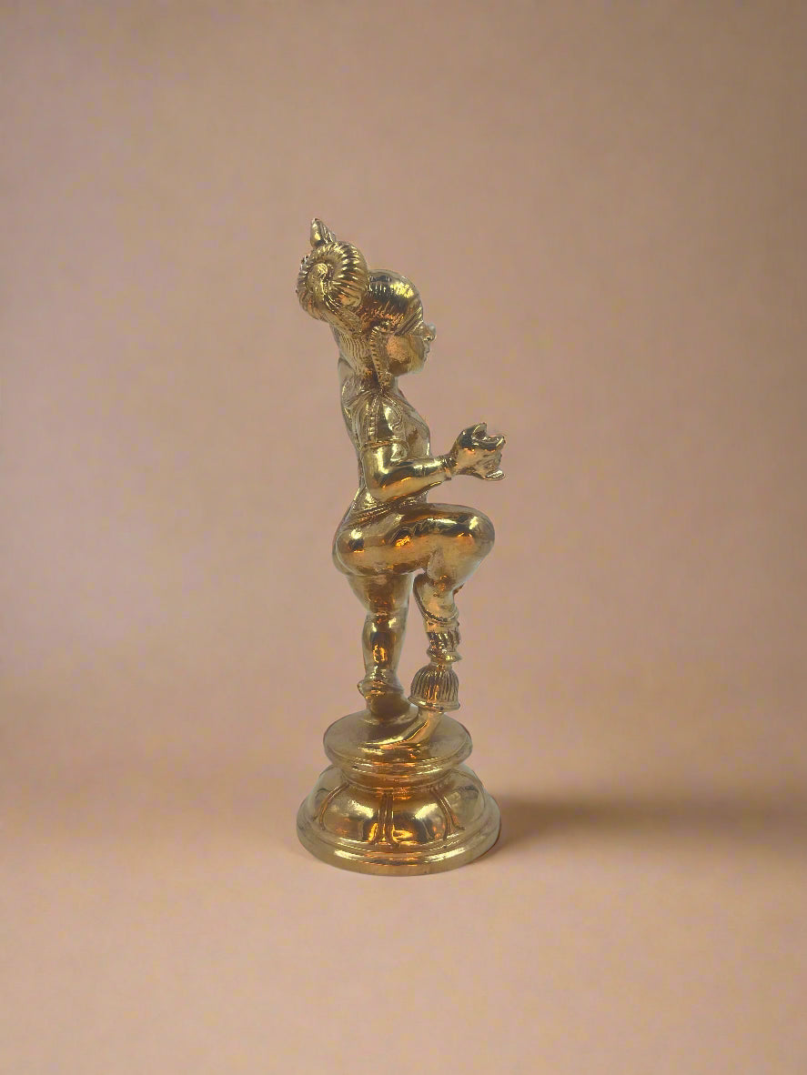 Dancing Krishna 6-Inch Bronze Idol | Handmade Panchaloha Statue