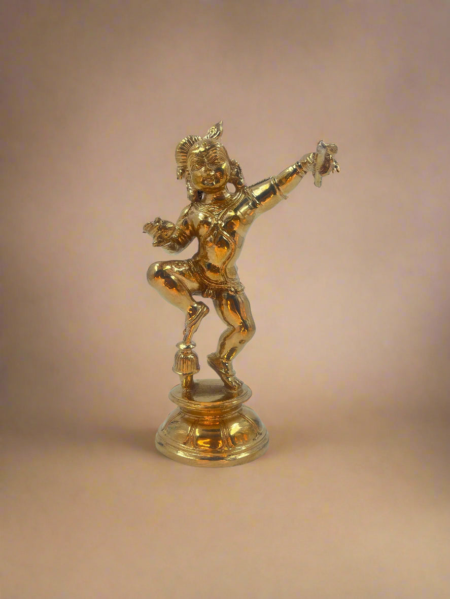 Dancing Krishna 6-Inch Bronze Idol | Handmade Panchaloha Statue