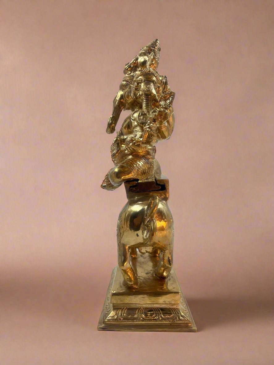 Heramba Ganapati 12-Inch Bronze Handmade Panchaloha Sculpture