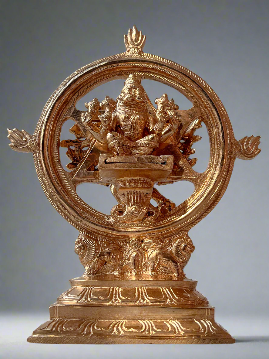Chakrathalwar 7.5" Panchaloha Sculpture | The Radiance of Dharma, The Force of Truth