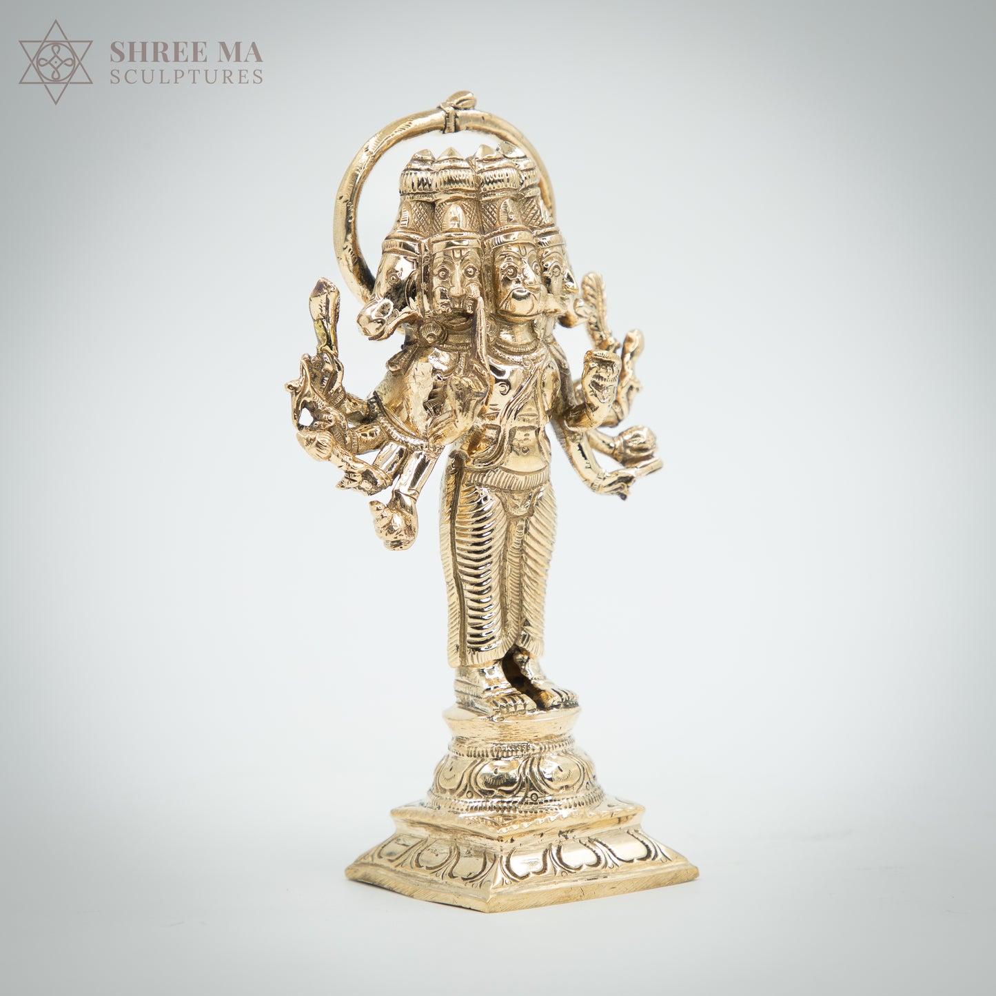 Panchamukhi Hanuman 6" | Handmade | Madhuchista-Vidhana (Lost-Wax casting) | Panchaloha Bronze from Swamimalai