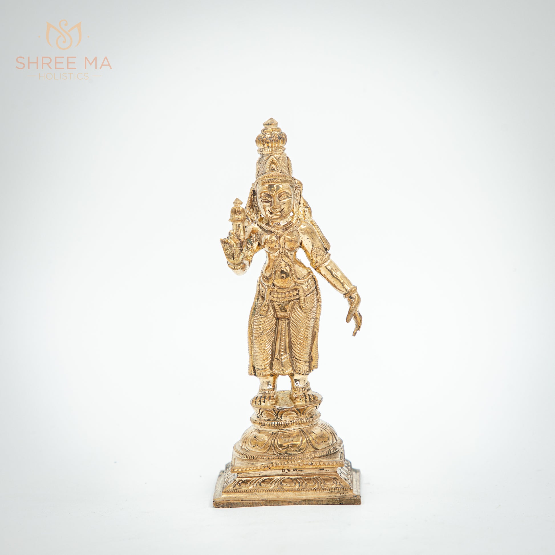 Vishnu with Sridevi and Bhudevi 7" | Handmade | Madhuchista-Vidhana (Lost-Wax casting) | Panchaloha Bronze from Swamimalai - Shree Ma Sculptures
