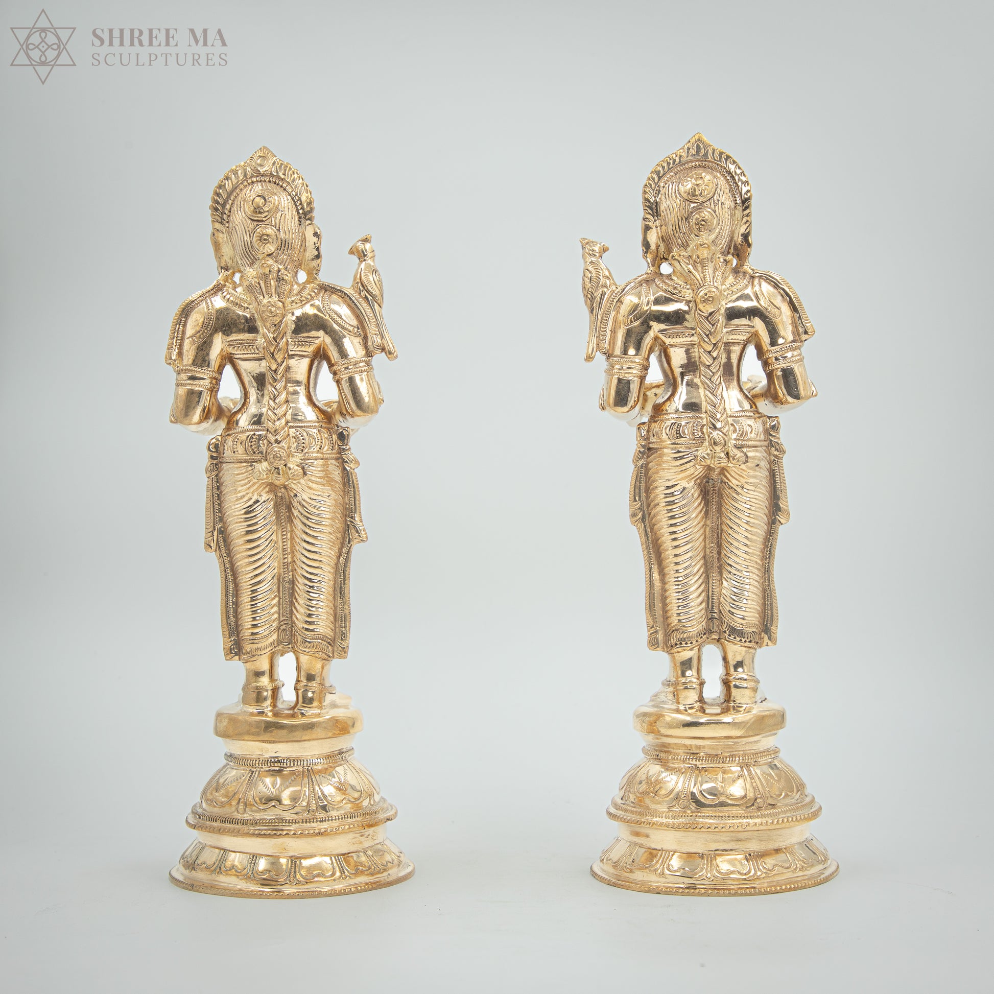 Paavai Vilakku (Deepa Lakshmi) set 11" inches | Handmade | Madhuchista-Vidhana (Lost-Wax casting) | Panchaloha Bronze from Swamimalai - Shree Ma Sculptures