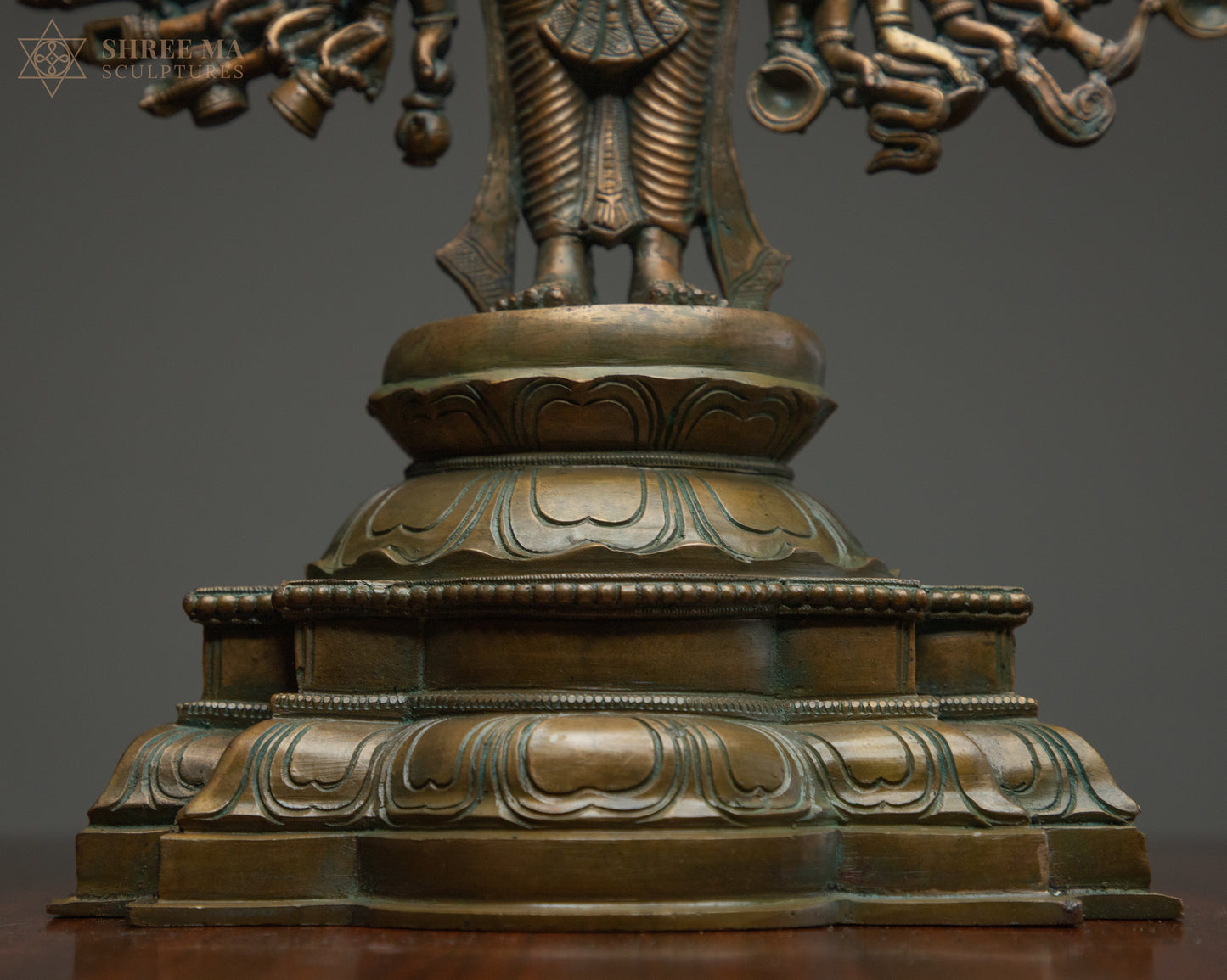 Sadashiva 20" Panchaloha Sculpture | 25 Heads, 50 Hands | Antique Finish | A Mystical Symphony in Bronze
