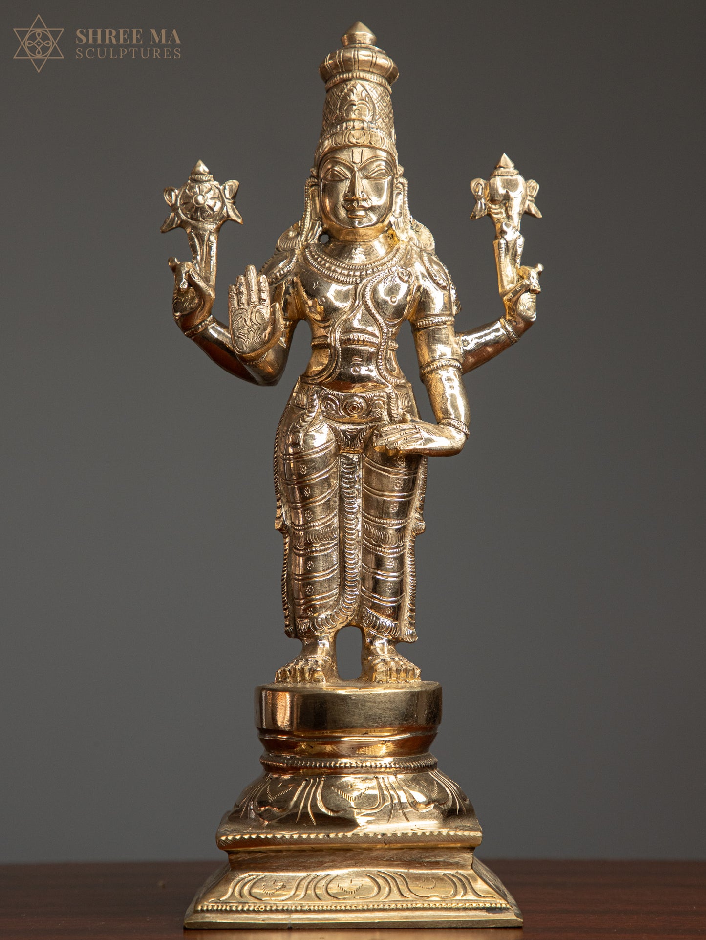 Vishnu 12" Panchaloha Sculpture | Guardian of the Eternal Dharma