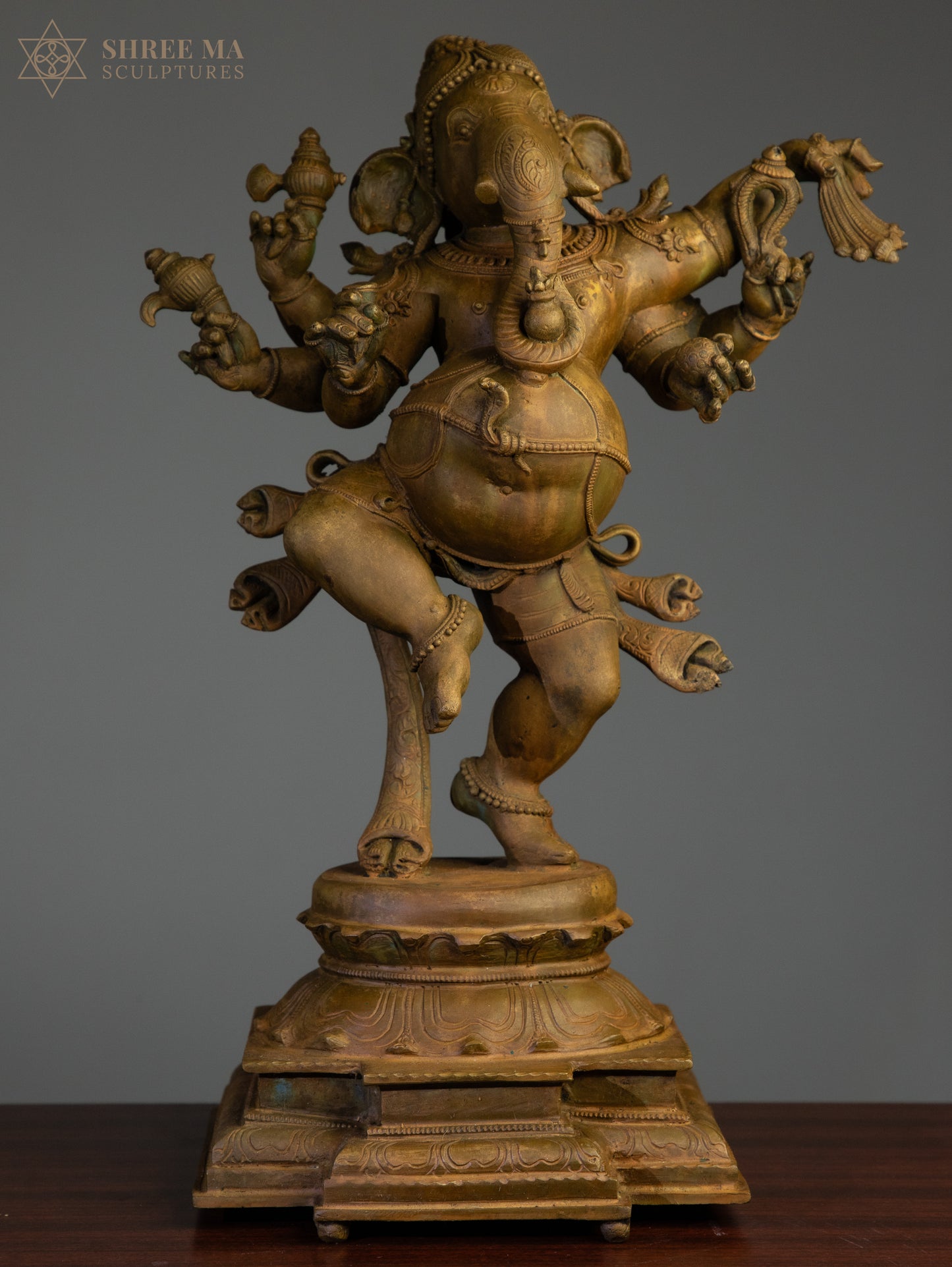Dancing Ganesha 18" Panchaloha Sculpture – The Divine Rhythm of Auspicious Beginnings