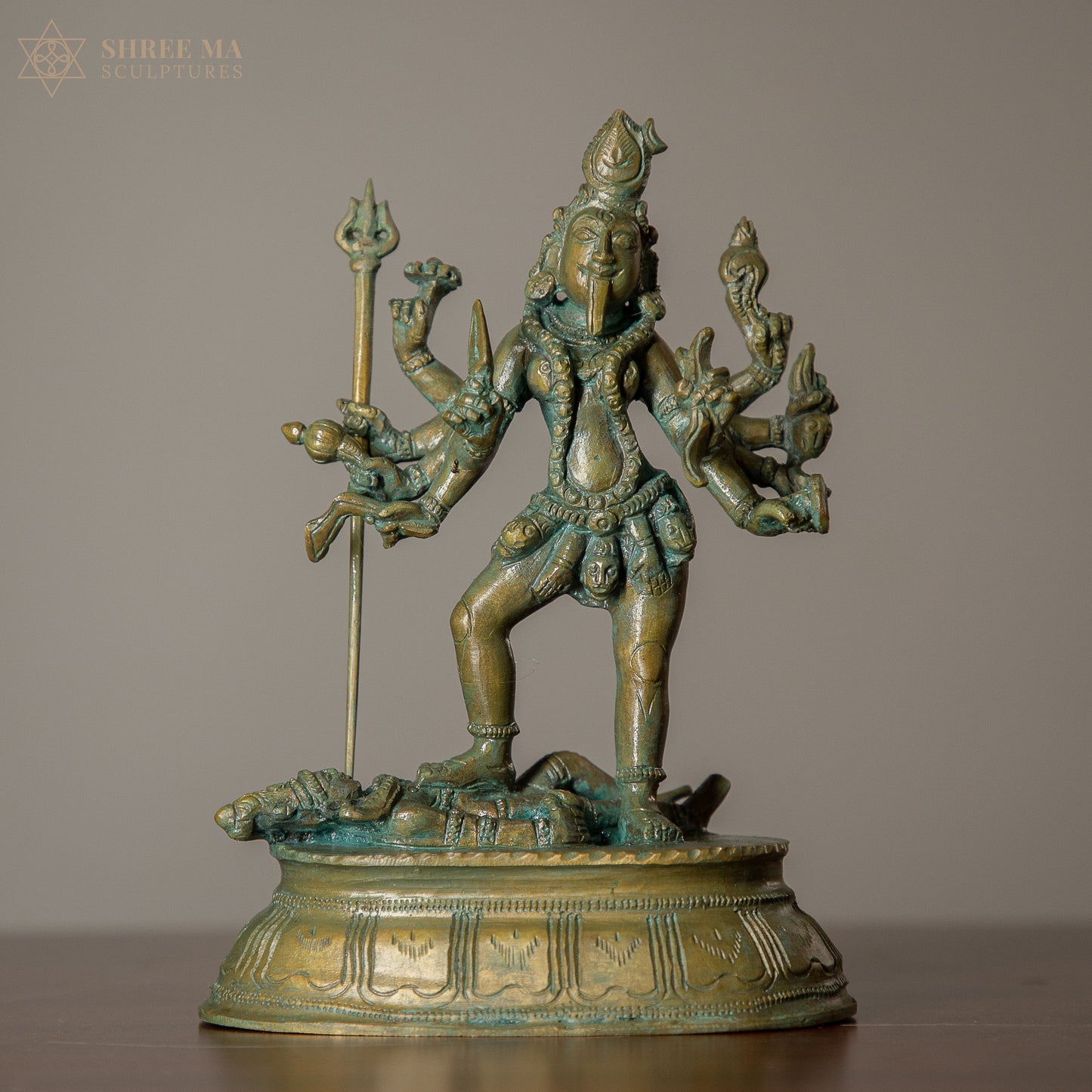 Mahakali Ten Hands 6.5-Inch Panchaloha Idol | Antique Finish