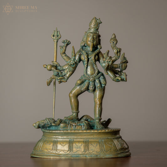 Mahakali Ten Hands 6.5-Inch Panchaloha Idol | Antique Finish