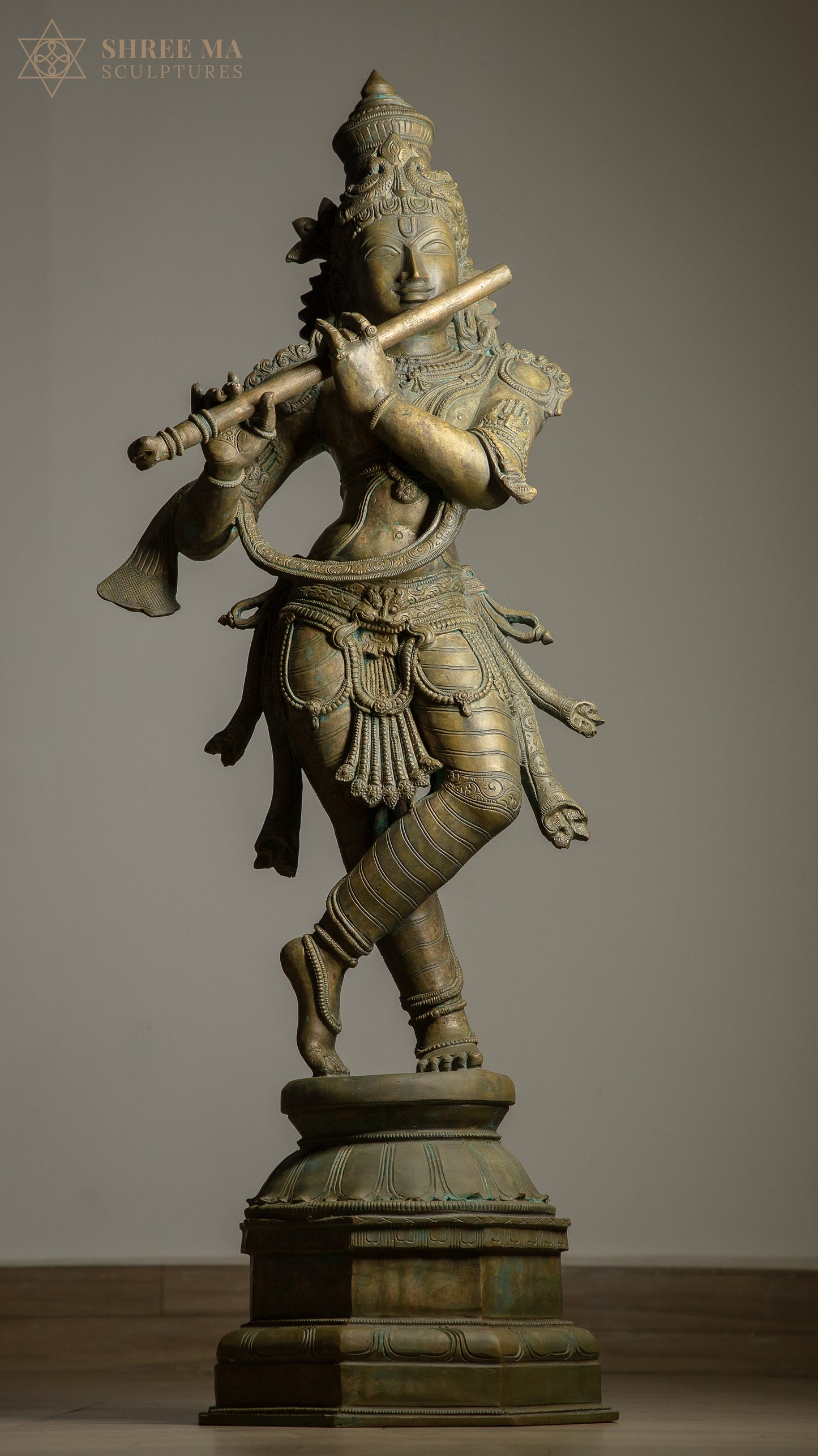 Krishna 36" Panchaloha idol | Handcrafted using Lost-wax Casting | Impon | Bronze