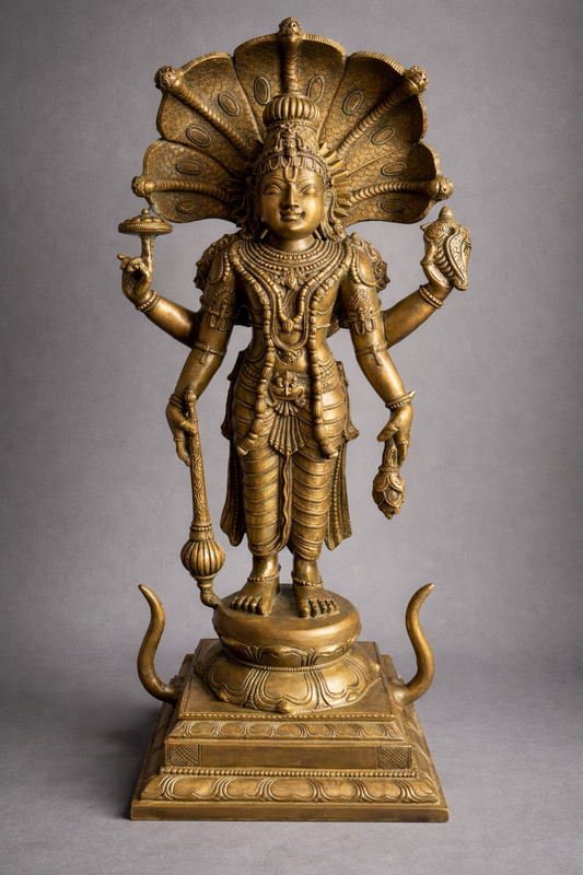 Sathyanarayana 24-Inch Broze Panchaloha Statue | The Ever-Present Lord of Truth
