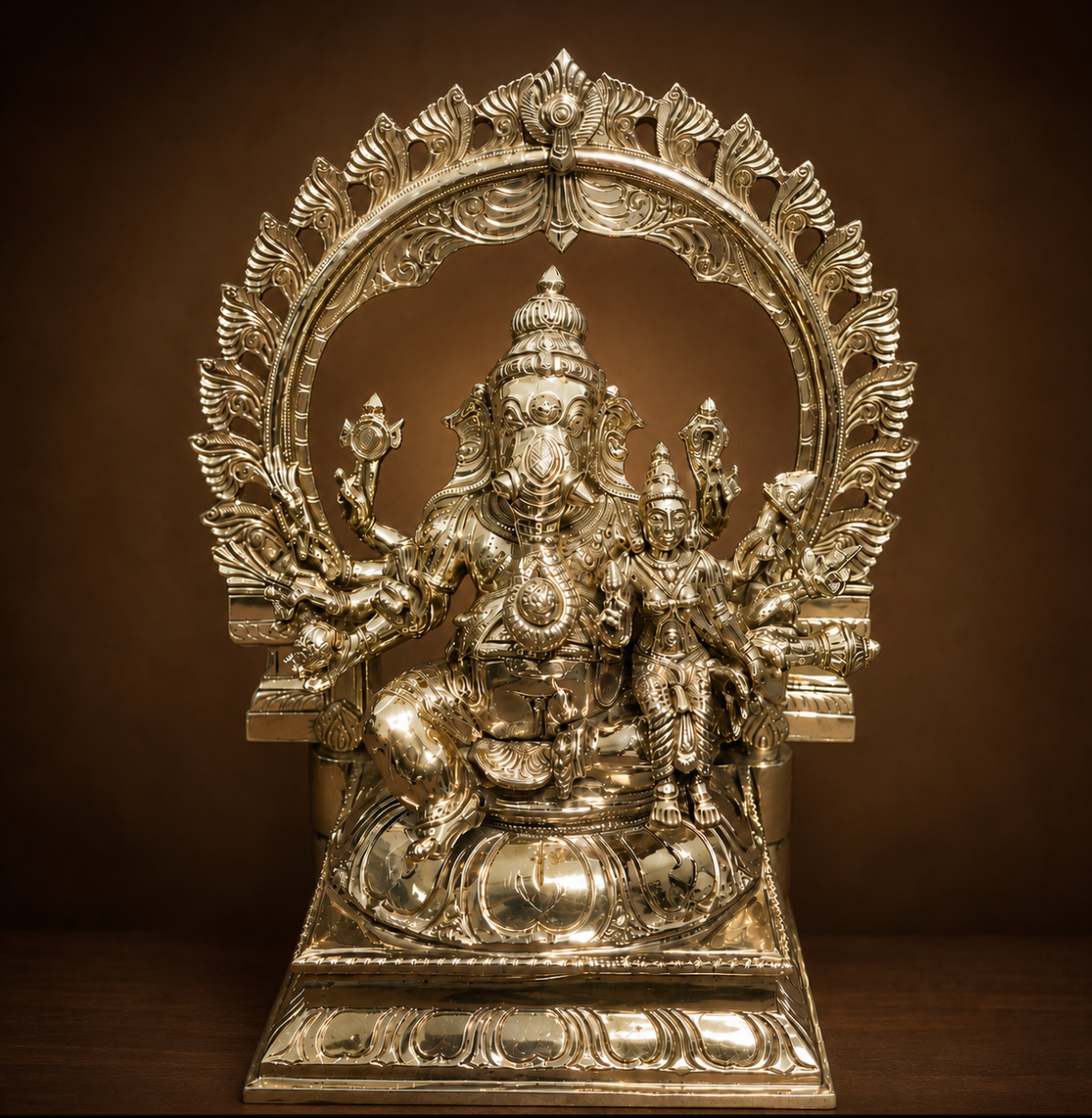 Maha Vallabha Ganapathi 10.5-Inch Panchaloha Bronze Sculpture