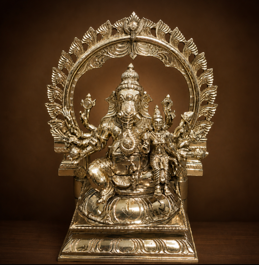 Maha Vallabha Ganapathi 10.5-Inch Panchaloha Bronze Sculpture