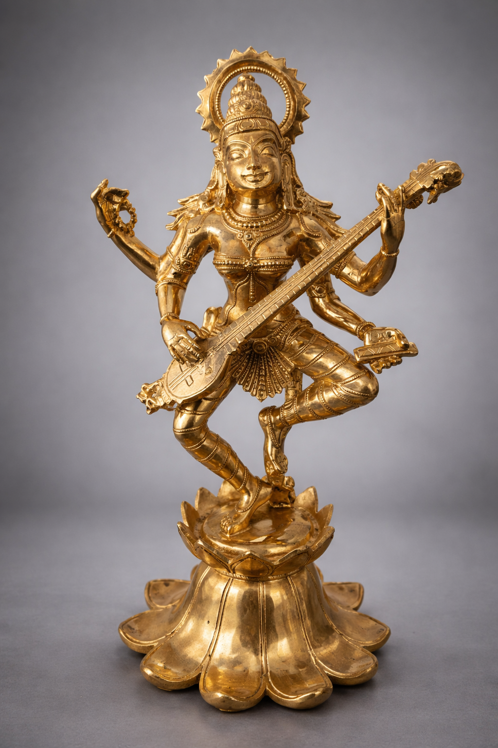 Dancing Sarawathi 14-Inch | Panchaloha Bronze Sculpture